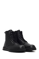 Men's Black Zippered Leather Boot | Derimod