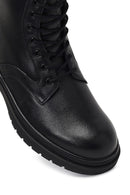 Men's Black Zippered Leather Boot | Derimod