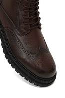 Erkek Kahverengi Fermuarlı Deri Bot | Derimod