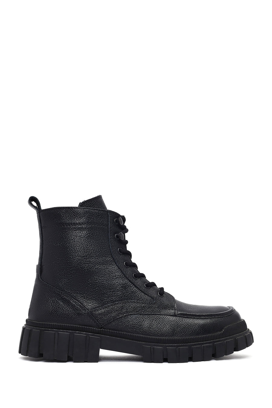 Men's Black Zippered Leather Postal Boots 25WFD7007FT | Derimod