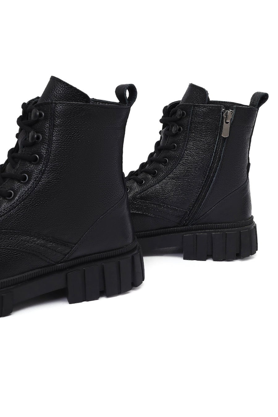 Men's Black Zippered Leather Postal Boots