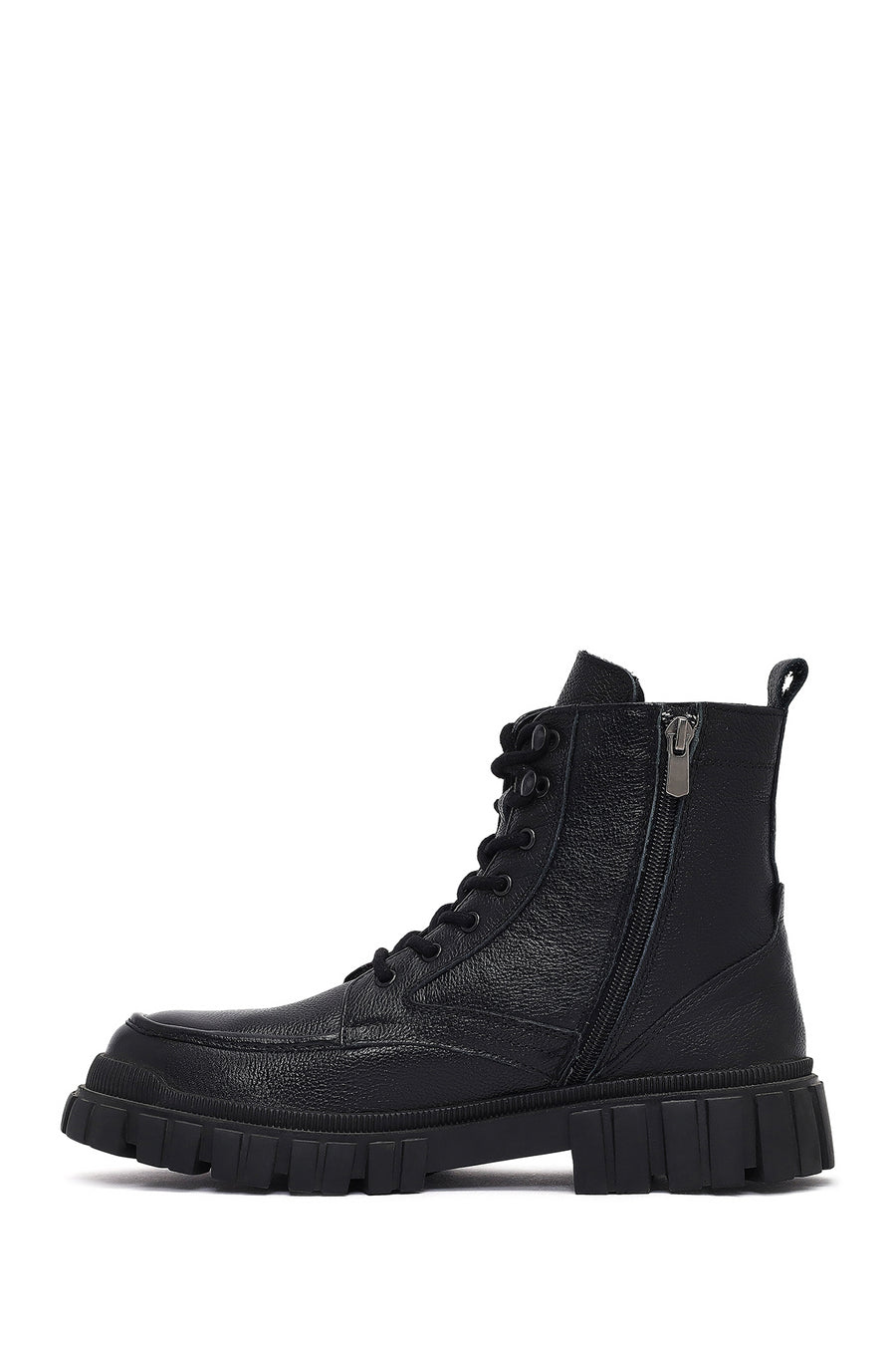 Men's Black Zippered Leather Postal Boots