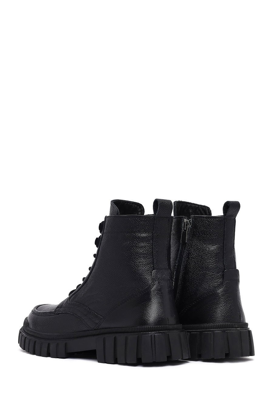 Men's Black Zippered Leather Postal Boots