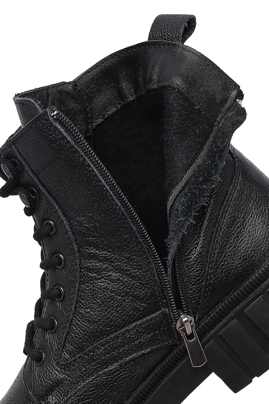 Men's Black Zippered Leather Postal Boots