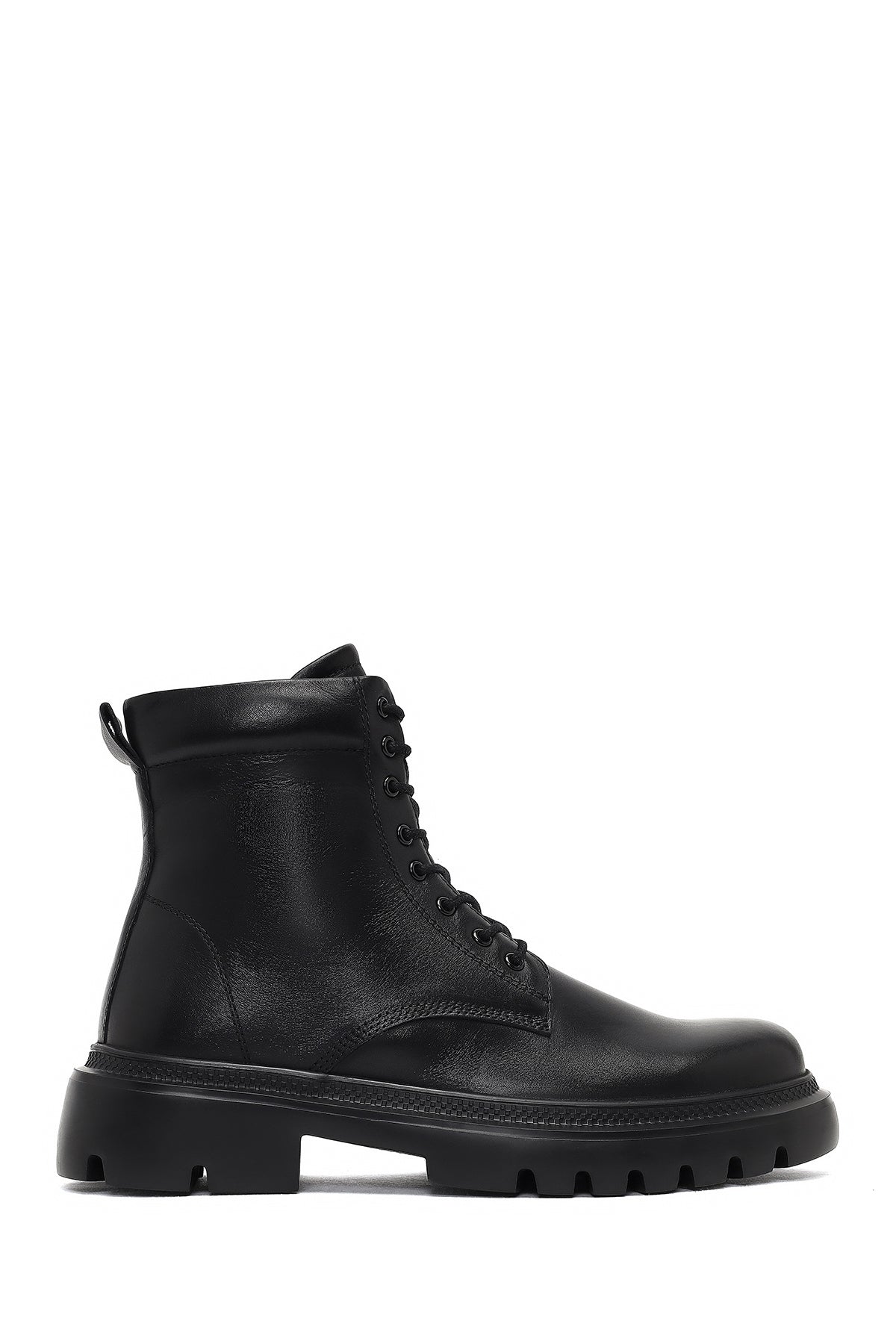 Men's Black Lace-Up Zipper Leather Casual Boot 25WFD701018 | Derimod