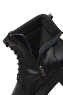 Men's Black Lace-Up Zipper Leather Casual Boot | Derimod