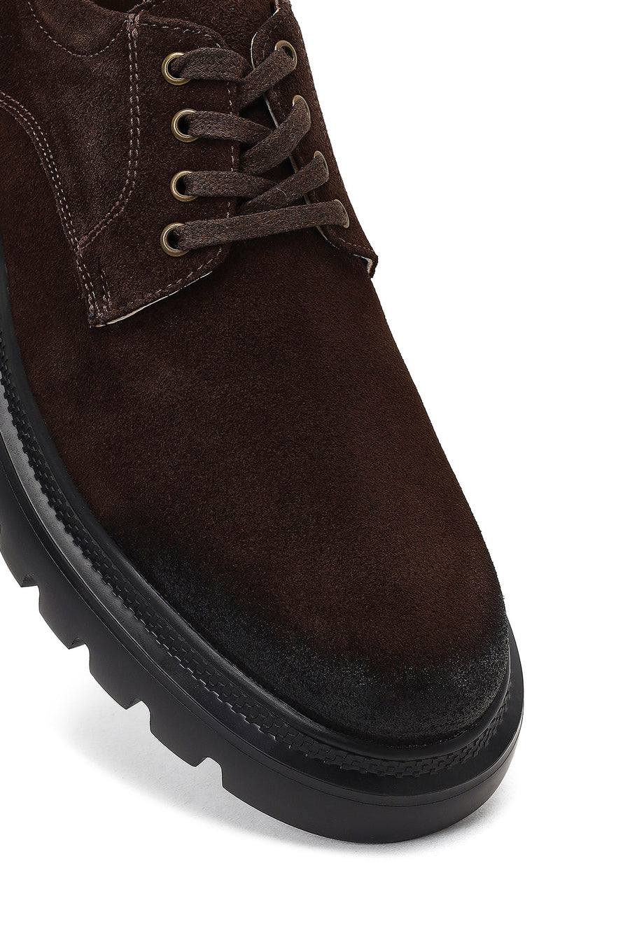 Men's Brown Lace-Up Thick-Soled Suede Leather Casual Shoes