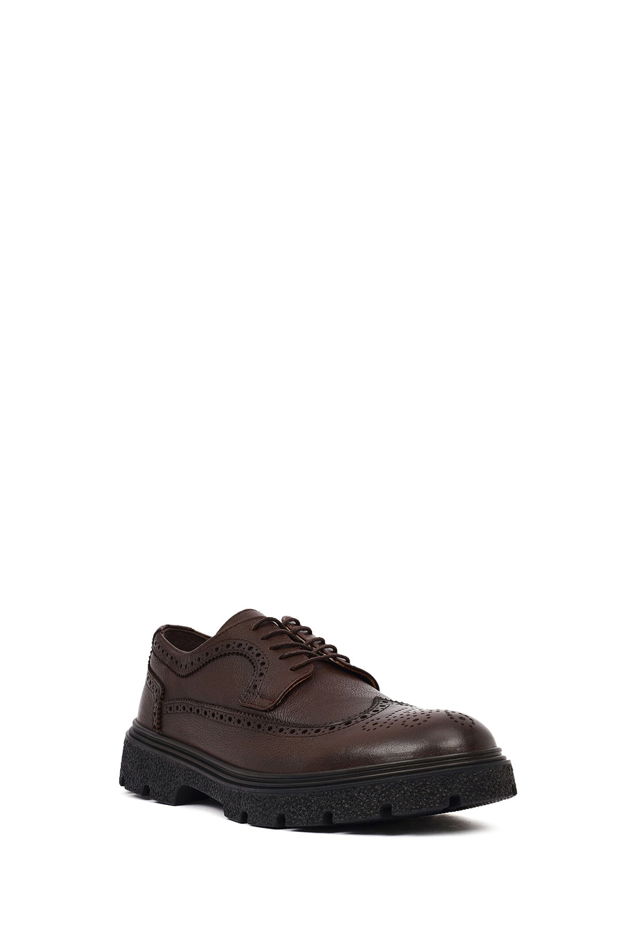 Men's Brown Lace-Up Leather Casual Shoes