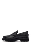 Male Black Leather Casual Loafers | Derimod