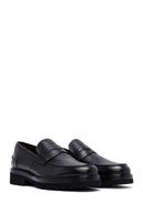 Male Black Leather Casual Loafers | Derimod