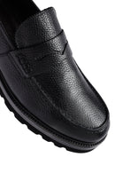 Male Black Leather Casual Loafers | Derimod
