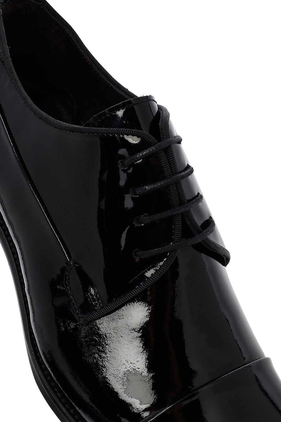 Men's Black Lace-Up Patent Leather Leather Classic Shoes