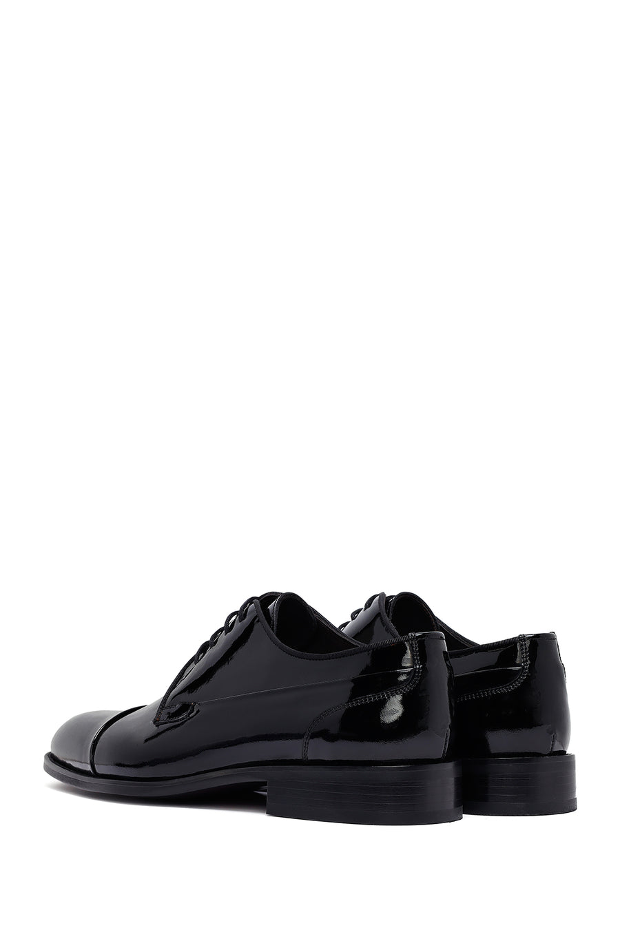 Men's Black Lace-Up Patent Leather Leather Classic Shoes