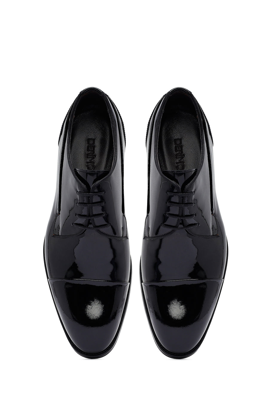 Men's Black Lace-Up Patent Leather Leather Classic Shoes