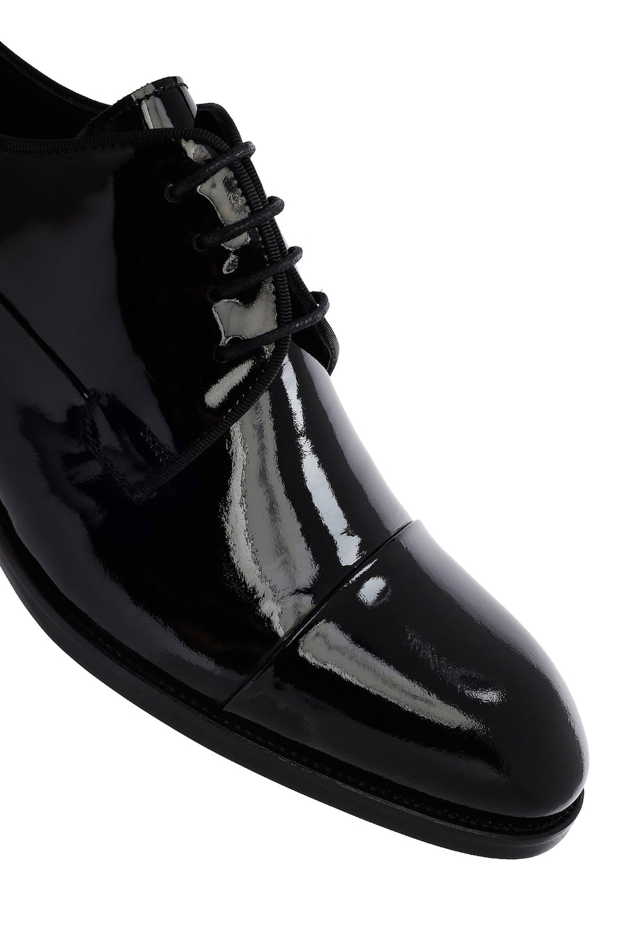 Men's Black Lace-Up Patent Leather Leather Classic Shoes