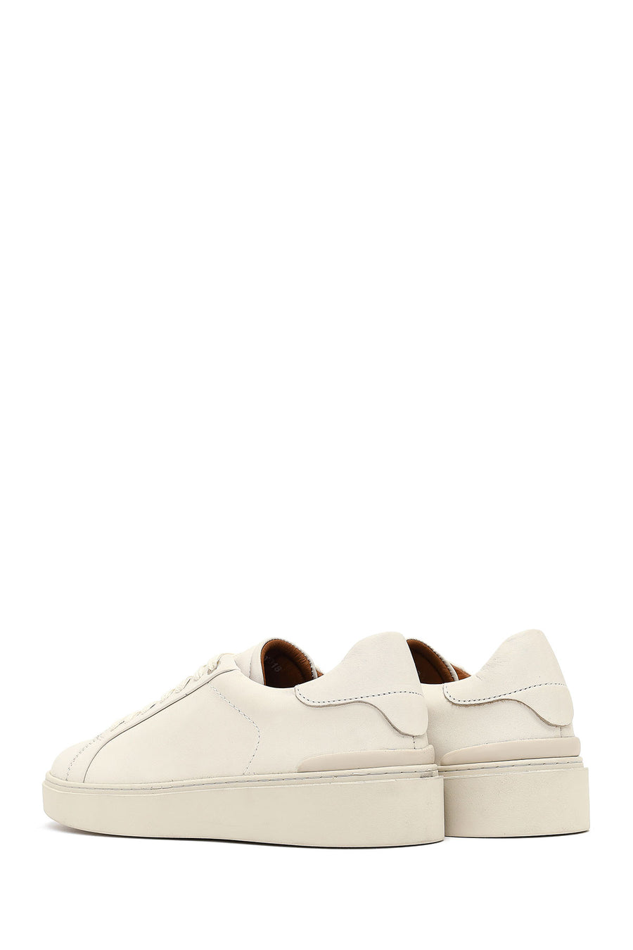 Erkek Beyaz Bağcıklı Deri Sneaker