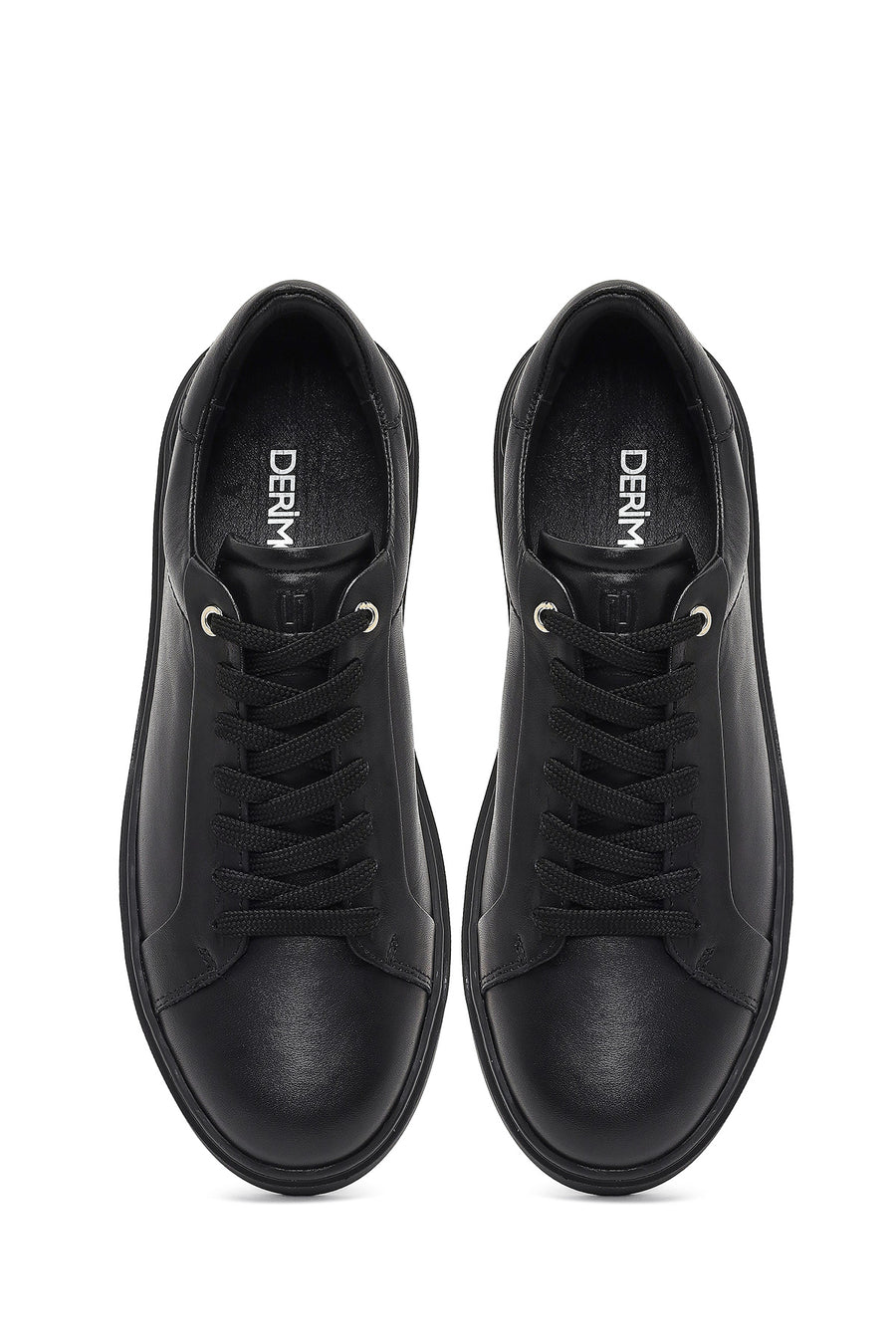 Erkek Siyah Bağcıklı Deri Sneaker