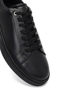 Erkek Siyah Bağcıklı Deri Sneaker | Derimod