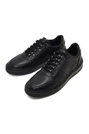Erkek Siyah Bağcıklı Kalın Tabanlı Deri Sneaker | Derimod