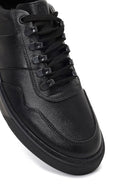 Erkek Siyah Bağcıklı Kalın Tabanlı Deri Sneaker | Derimod