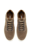 Erkek Vizon Bağcıklı Kalın Tabanlı Nubuk Deri Sneaker | Derimod