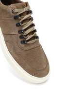 Erkek Vizon Bağcıklı Kalın Tabanlı Nubuk Deri Sneaker | Derimod