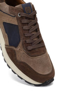 Erkek Kahverengi Bağcıklı Deri Sneaker | Derimod