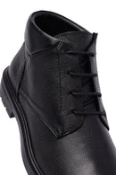 Men's Black Zippered Leather Boat | Derimod