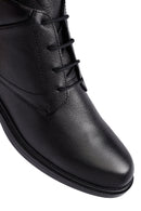 Men's Black Zippered Leather Boat | Derimod