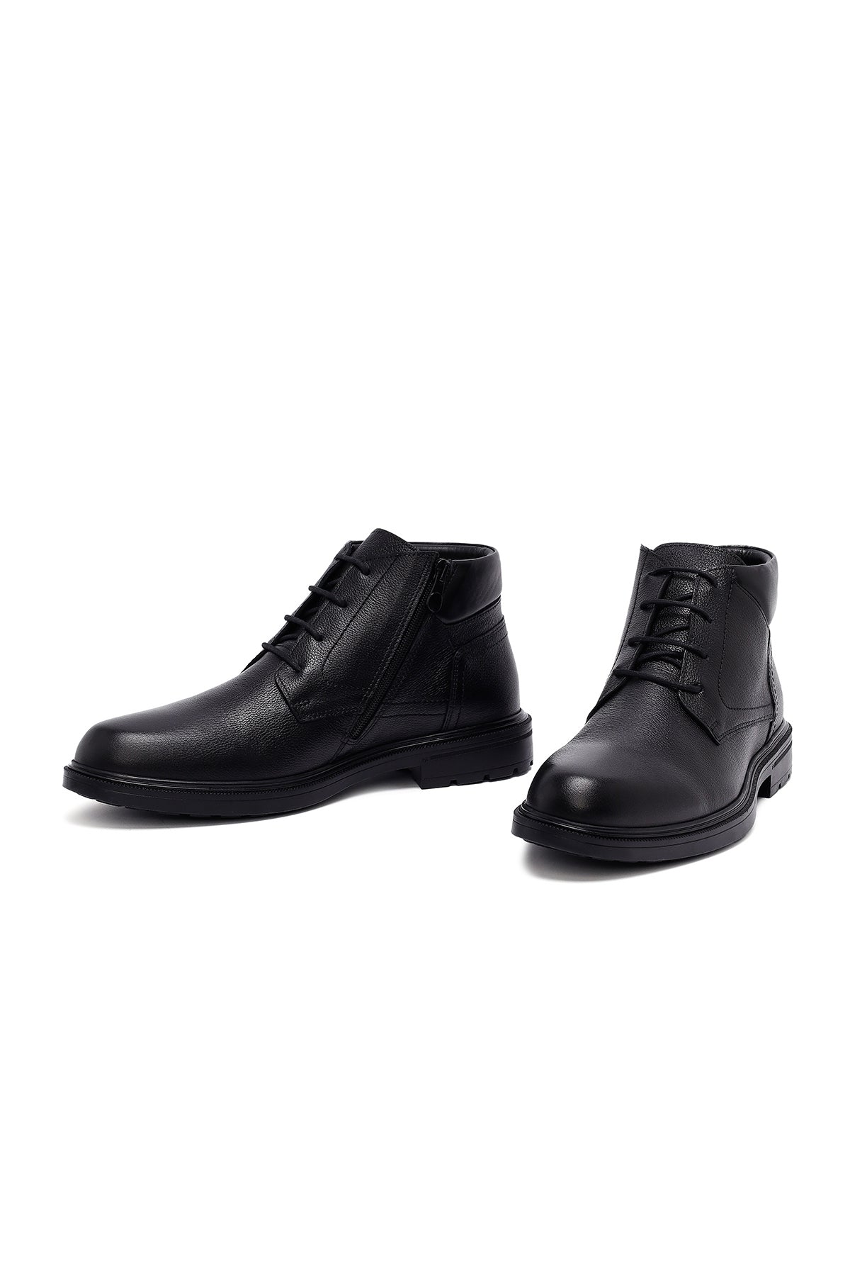 Erkek Siyah Fermuarlı Deri Bot