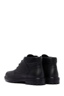 Men's Black Zippered Leather Boat | Derimod