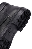 Men's Black Zippered Leather Boat | Derimod