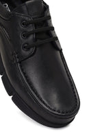 Erkek Siyah Bağcıklı Deri Casual Ayakkabı | Derimod