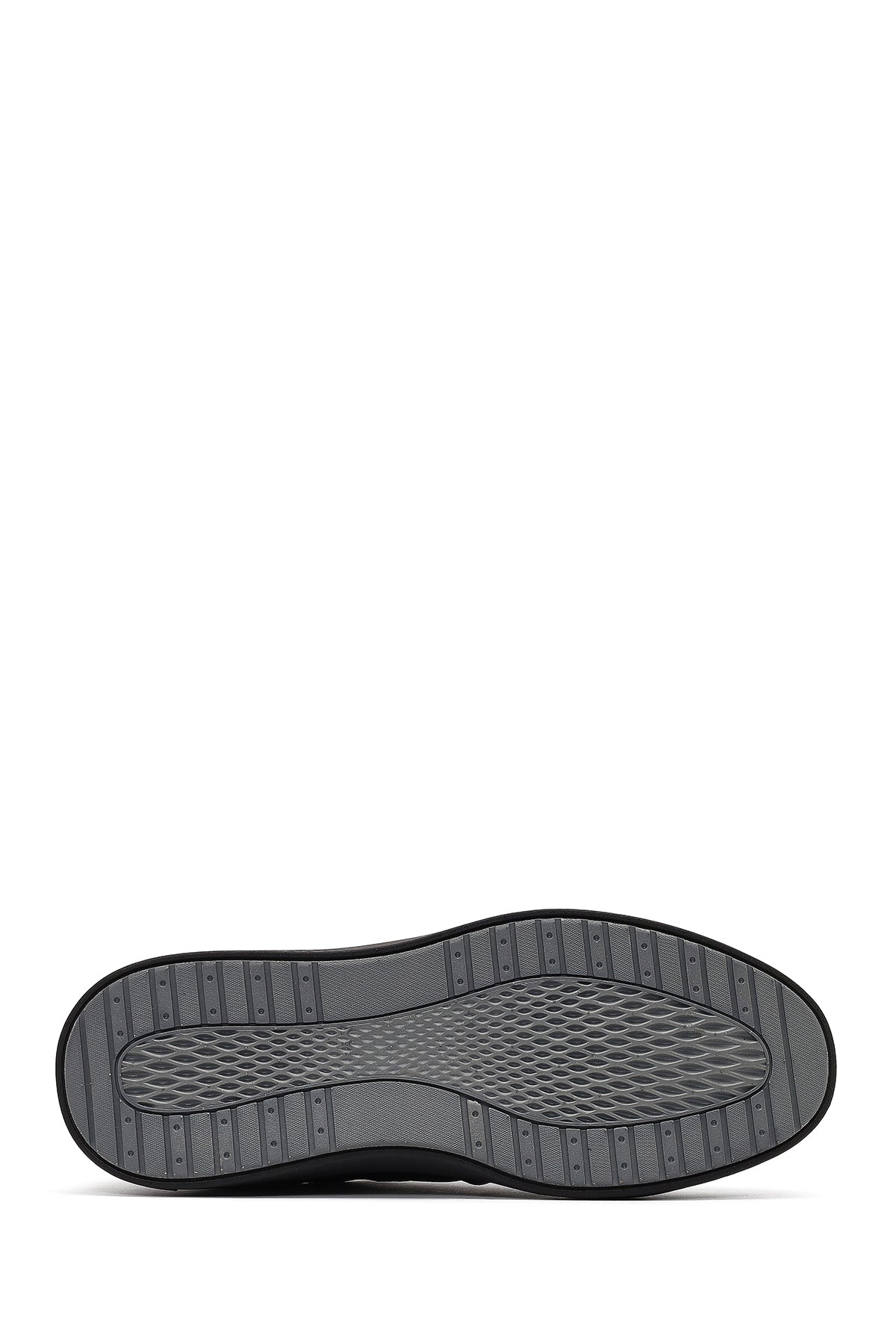 Erkek Siyah Bağcıklı Deri Casual Sneaker