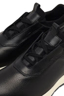 Men's Black Thick Sole Leather Casual Sneaker | Derimod