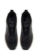 Men's Black Thick Sole Leather Casual Sneaker | Derimod