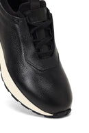 Men's Black Thick Sole Leather Casual Sneaker | Derimod