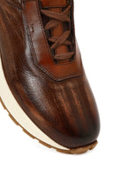 Erkek Kahverengi Kalın Tabanlı Deri Casual Sneaker | Derimod