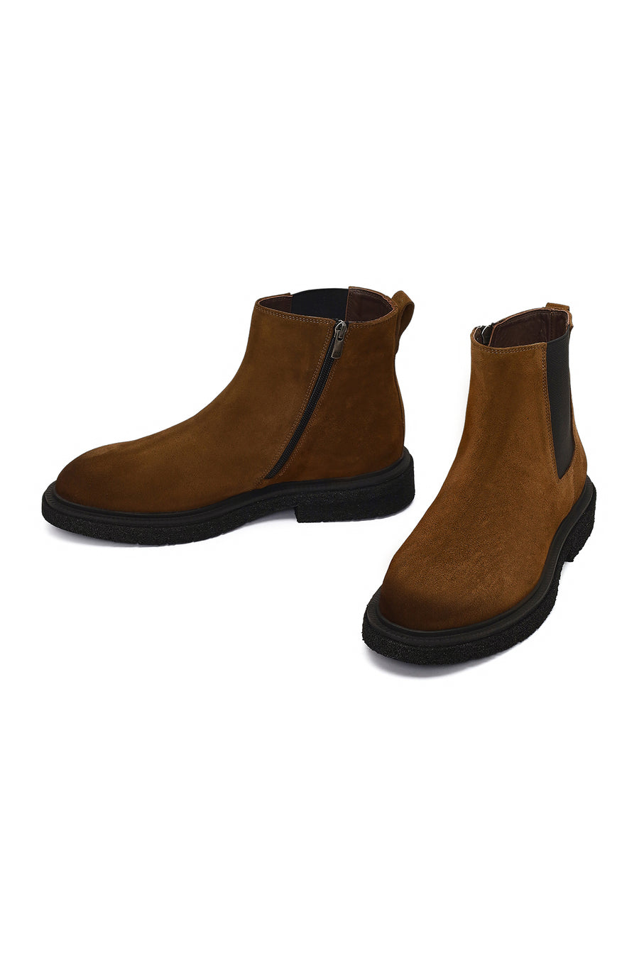 Men's Brown Zippered Suede Leather Boot