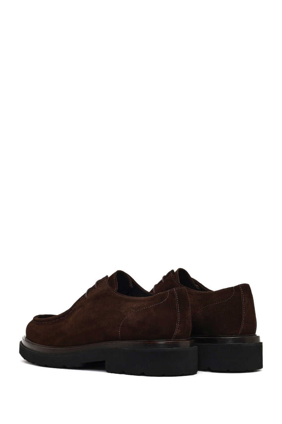 Men's Brown Lace-Up Thick-Soled Suede Leather Casual Shoes