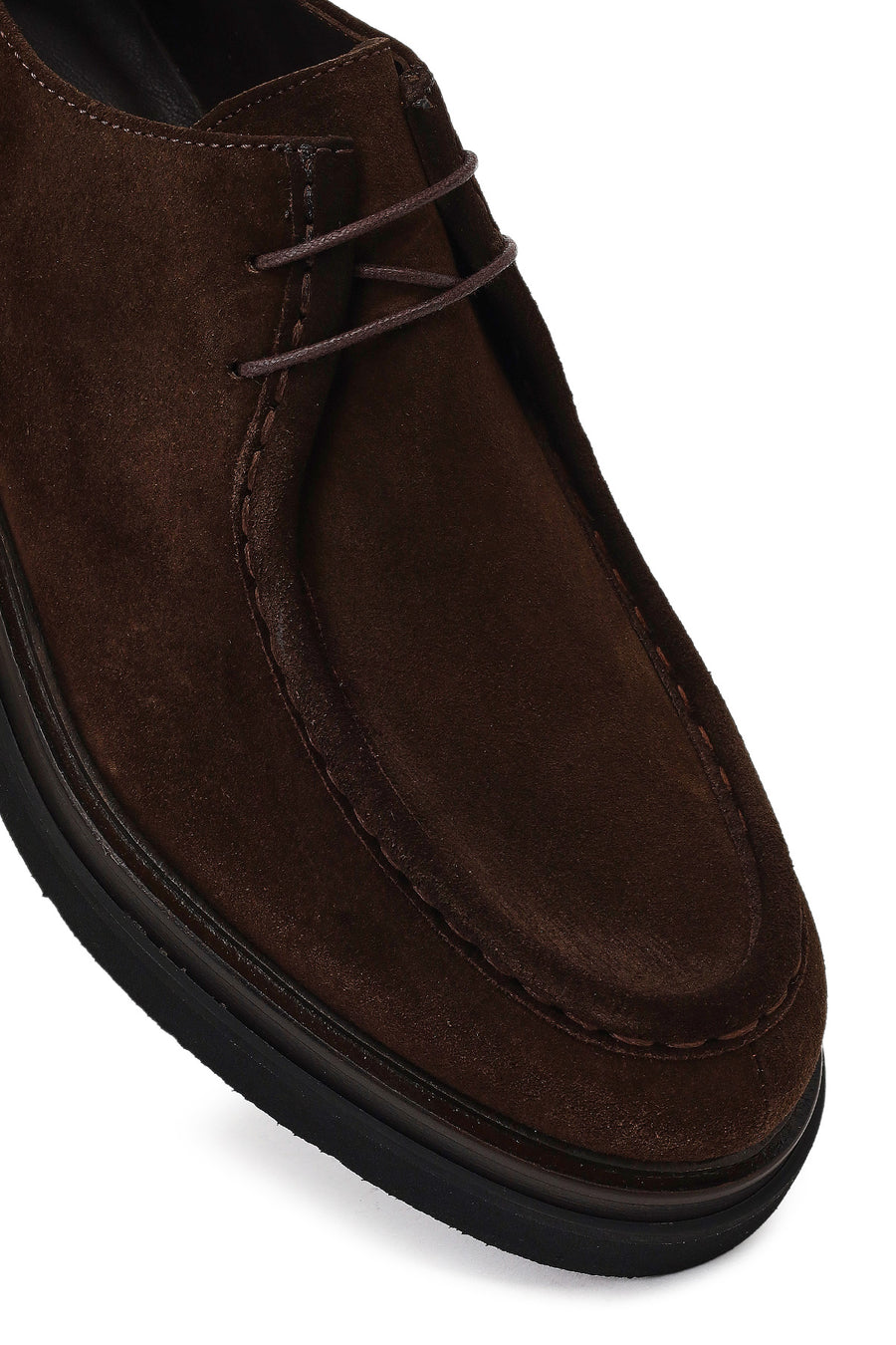 Men's Brown Lace-Up Thick-Soled Suede Leather Casual Shoes