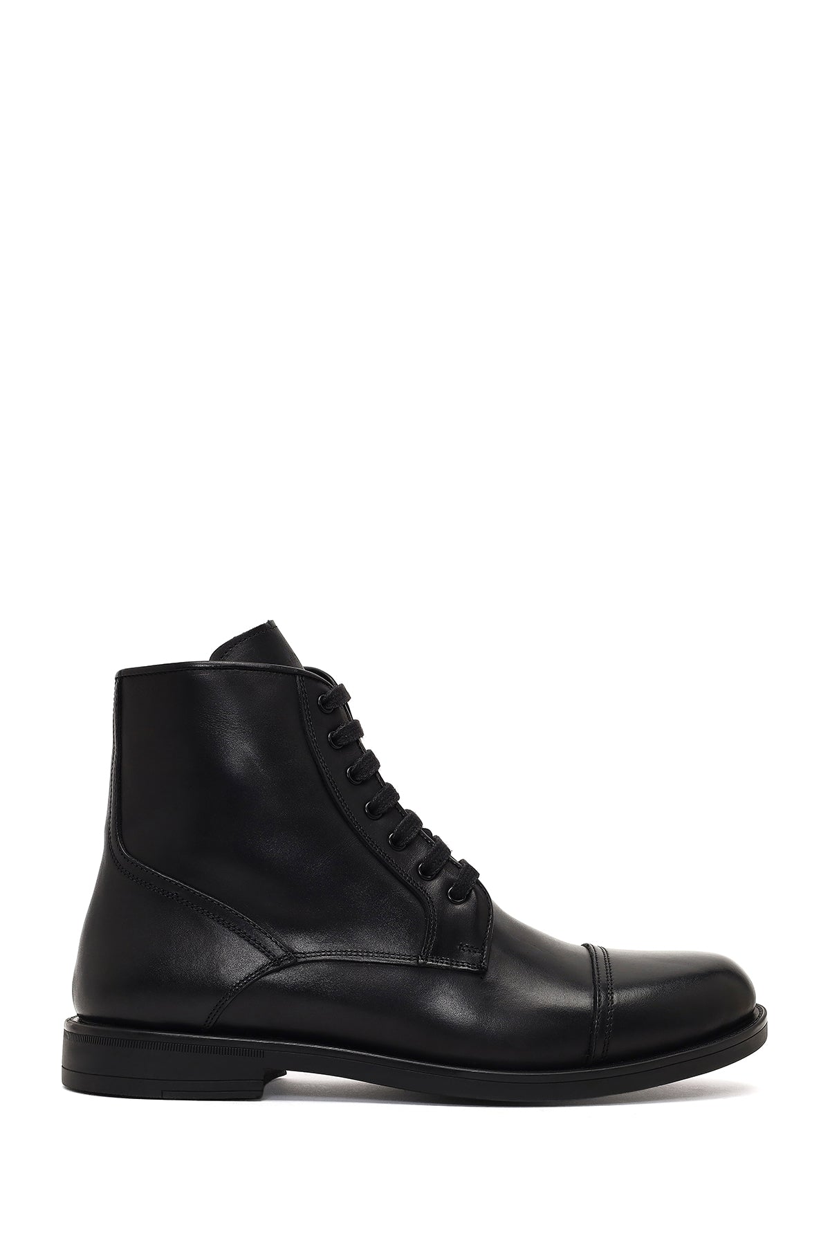 Men's Black Lace-Up Zipper Leather Casual Boot 25WFD724018 | Derimod