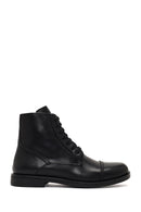 Men's Black Lace-Up Zipper Leather Casual Boot | Derimod