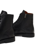 Men's Black Lace-Up Zipper Leather Casual Boot | Derimod