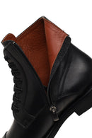 Men's Black Lace-Up Zipper Leather Casual Boot | Derimod