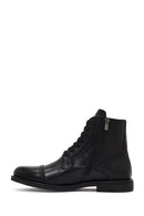 Men's Black Lace-Up Zipper Leather Casual Boot | Derimod