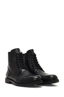 Men's Black Lace-Up Zipper Leather Casual Boot | Derimod