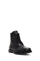 Men's Black Lace-Up Zipper Leather Casual Boot | Derimod