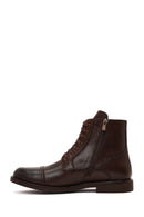 Erkek Kahverengi Bağcıklı Fermuarlı Deri Casual Bot | Derimod