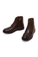 Erkek Kahverengi Bağcıklı Fermuarlı Deri Casual Bot | Derimod